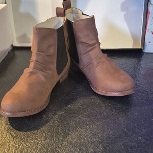 Material Girl Tan Ankle Booties